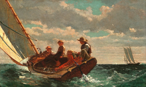 A Fair Wind (Breezing Up). The painting by Winslow Homer
