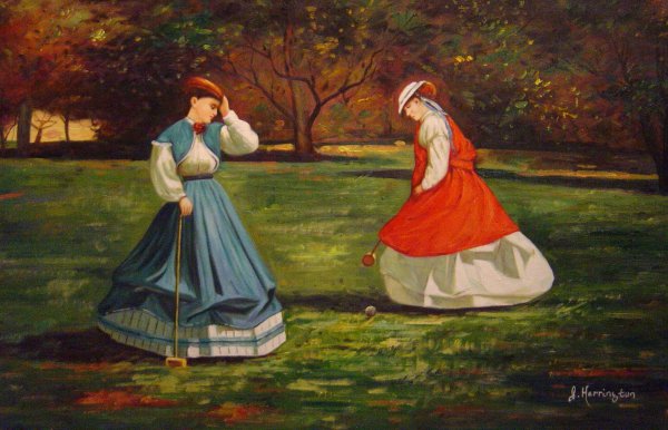 A Game Of Croquet. The painting by Winslow Homer