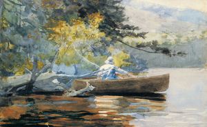 Winslow Homer, A Good One, Adirondacks, Art Reproduction