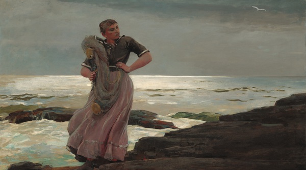 A Light on the Sea. The painting by Winslow Homer