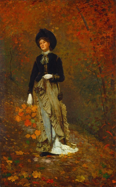 A Stroll in Autumn. The painting by Winslow Homer