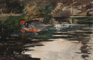 Winslow Homer, An Unexpected Catch, Painting on canvas