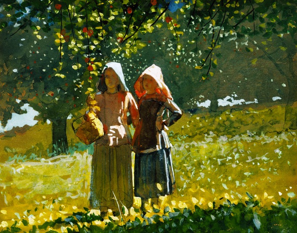 Apple Picking. The painting by Winslow Homer