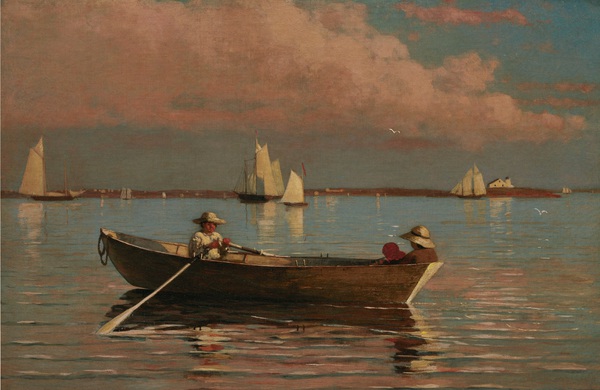 Boating on Gloucester Harbor. The painting by Winslow Homer