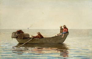 Famous paintings of Ships: Boys in a Dory with Lobster Pots