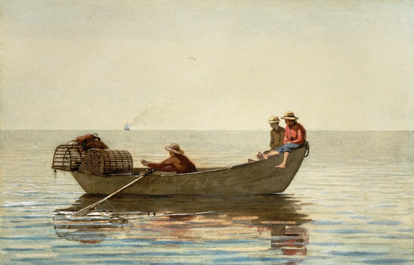Boys in a Dory with Lobster Pots. The painting by Winslow Homer