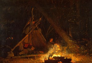 Winslow Homer, Camp Fire, Painting on canvas
