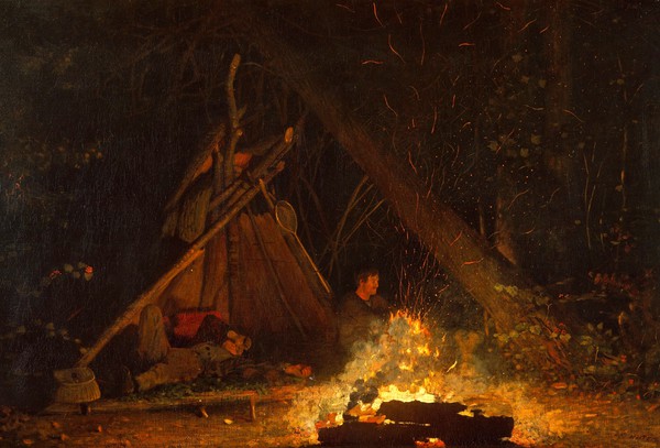 Camp Fire. The painting by Winslow Homer