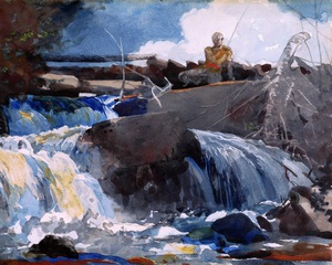 Winslow Homer, Casting in the Falls, Painting on canvas