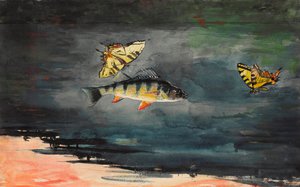 Winslow Homer, Fish and Butterflies, Painting on canvas