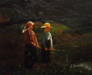 Winslow Homer, Fishing, Painting on canvas