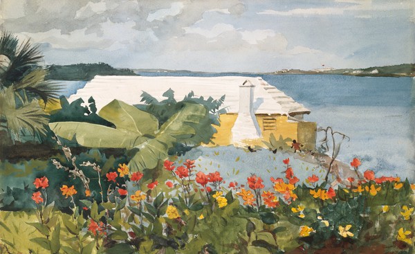 Flower Garden and Bungalow, Bermuda. The painting by Winslow Homer