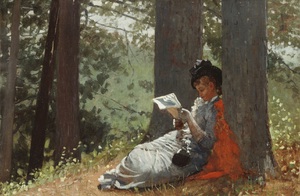 Winslow Homer, Girl Reading Under an Oak Tree, Painting on canvas
