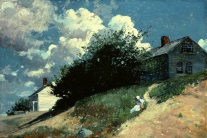 Winslow Homer, Houses on a Hill, Painting on canvas