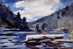 Winslow Homer, Hudson River, Logging, Painting on canvas