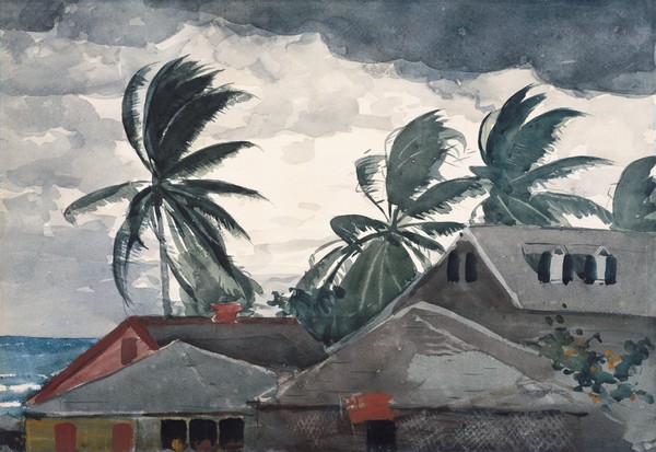 Hurricane, Bahamas. The painting by Winslow Homer