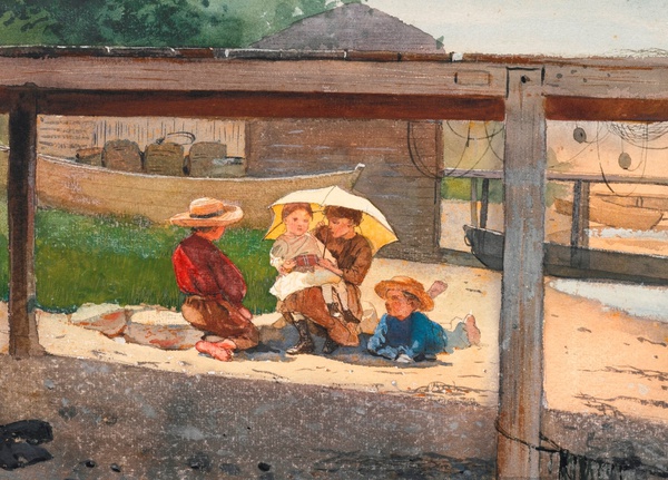 In Charge of Baby. The painting by Winslow Homer