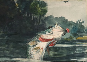Winslow Homer, Life-Size Black Bass, Painting on canvas