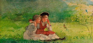 Winslow Homer, Listening to the Birds, Painting on canvas