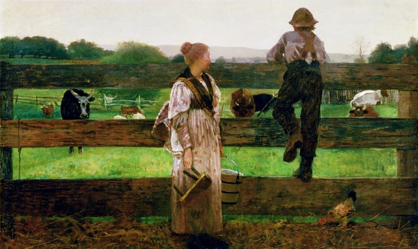 Milking Time. The painting by Winslow Homer