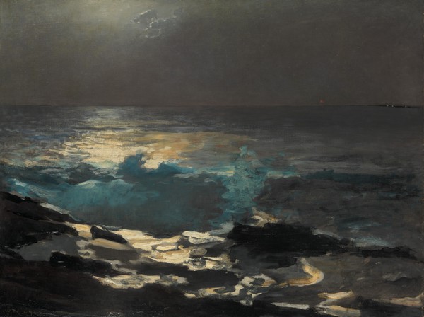 Moonlight, Wood Island Light. The painting by Winslow Homer