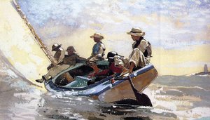 Winslow Homer, On the Catboat, Painting on canvas