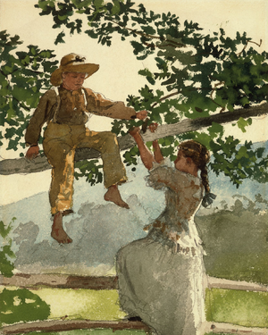 Winslow Homer, On the Fence, Painting on canvas