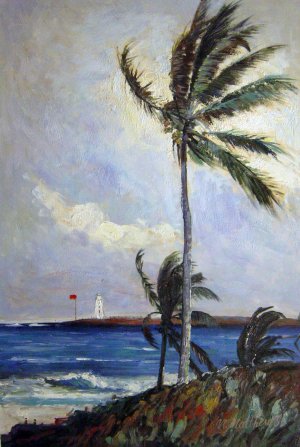 Winslow Homer, Palm Tree, Nassau, Painting on canvas