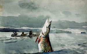 Reproduction oil paintings - Winslow Homer - Pike, Lake St. John (Ouananiche Fishing)