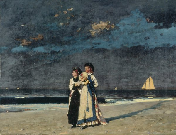 Promenade on the Beach. The painting by Winslow Homer