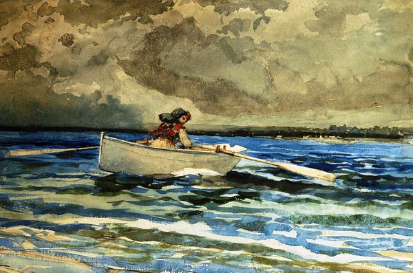 Rowing at Prouts Neck. The painting by Winslow Homer