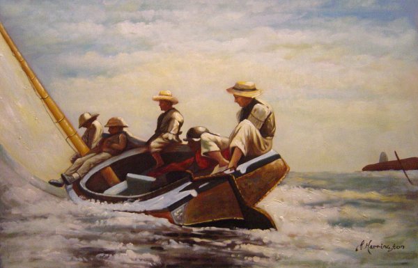 Sailing The Catboat. The painting by Winslow Homer
