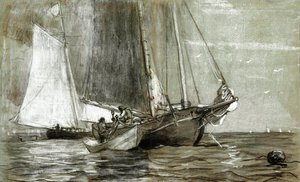 Winslow Homer, Schooner at Anchor, Painting on canvas