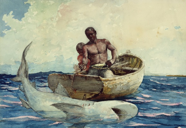 Shark Fishing. The painting by Winslow Homer