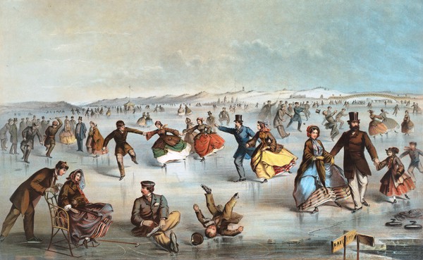 Skating in Central Park, New York. The painting by Winslow Homer