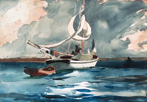 Winslow Homer, Sloop, Nassau, Painting on canvas