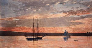 Winslow Homer, Sunset at Gloucester, Painting on canvas