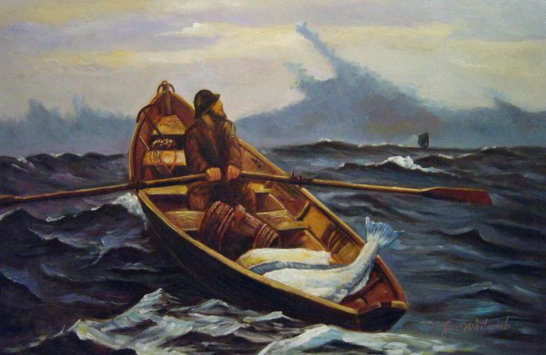 The Fog Warning. The painting by Winslow Homer
