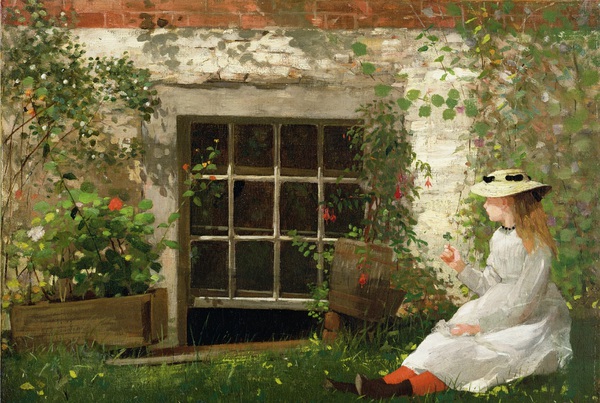 The Four Leaf Clover. The painting by Winslow Homer