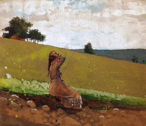 Winslow Homer, The Green Hill, Painting on canvas