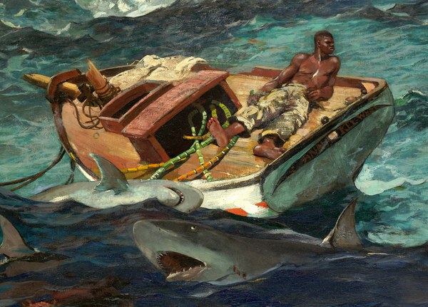 The Gulf Stream (detail). The painting by Winslow Homer