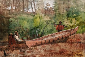 Winslow Homer, Trappers Resting, Painting on canvas