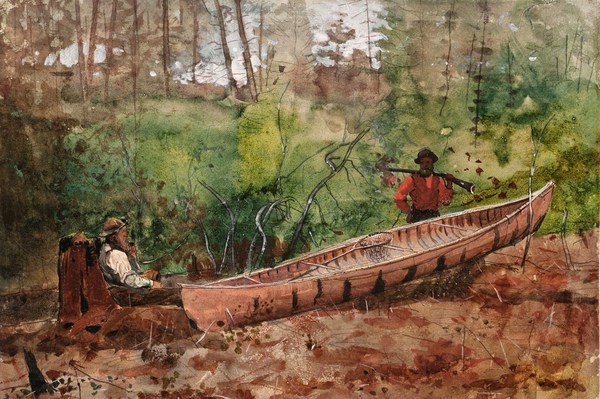 Trappers Resting. The painting by Winslow Homer