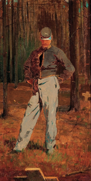 Winslow Homer, Trooper Meditating Beside a Grave, Painting on canvas