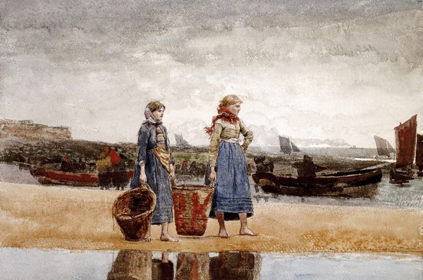 Two Girls On The Beach, Tynemouth. The painting by Winslow Homer