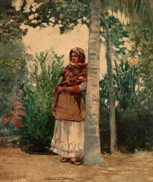 Under a Palm Tree. The painting by Winslow Homer