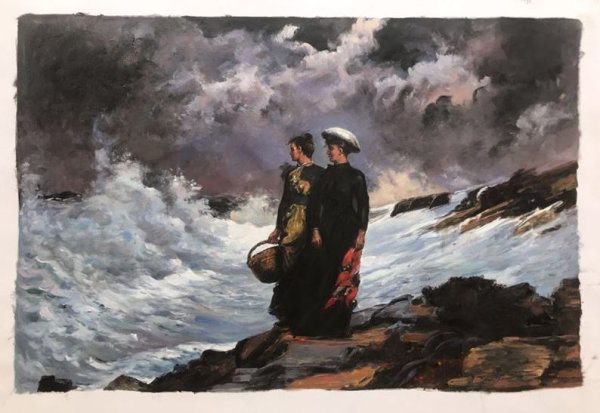 Watching The Breakers. The painting by Winslow Homer
