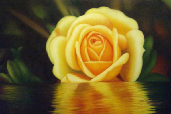 Yellow Rose Reflection. The painting by Our Originals