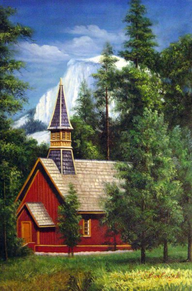 Yosemite Chapel. The painting by Our Originals